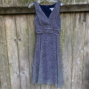 DRESS BARN polka dot sleeveless v neck fit and flare midi dress spring summer